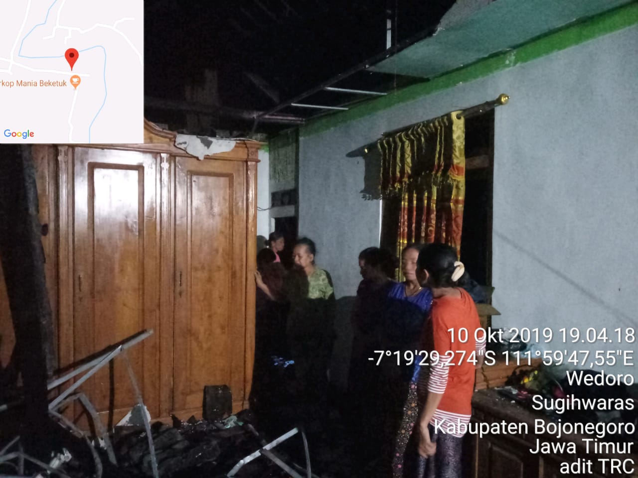 Kebakaran Rumah di Ds. Wedoro Kec. Sugihwaras