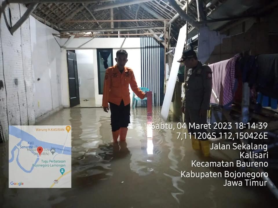 Pemantauan Luapan Bengawan Solo di Desa Kalisari Kecamatan Baureno