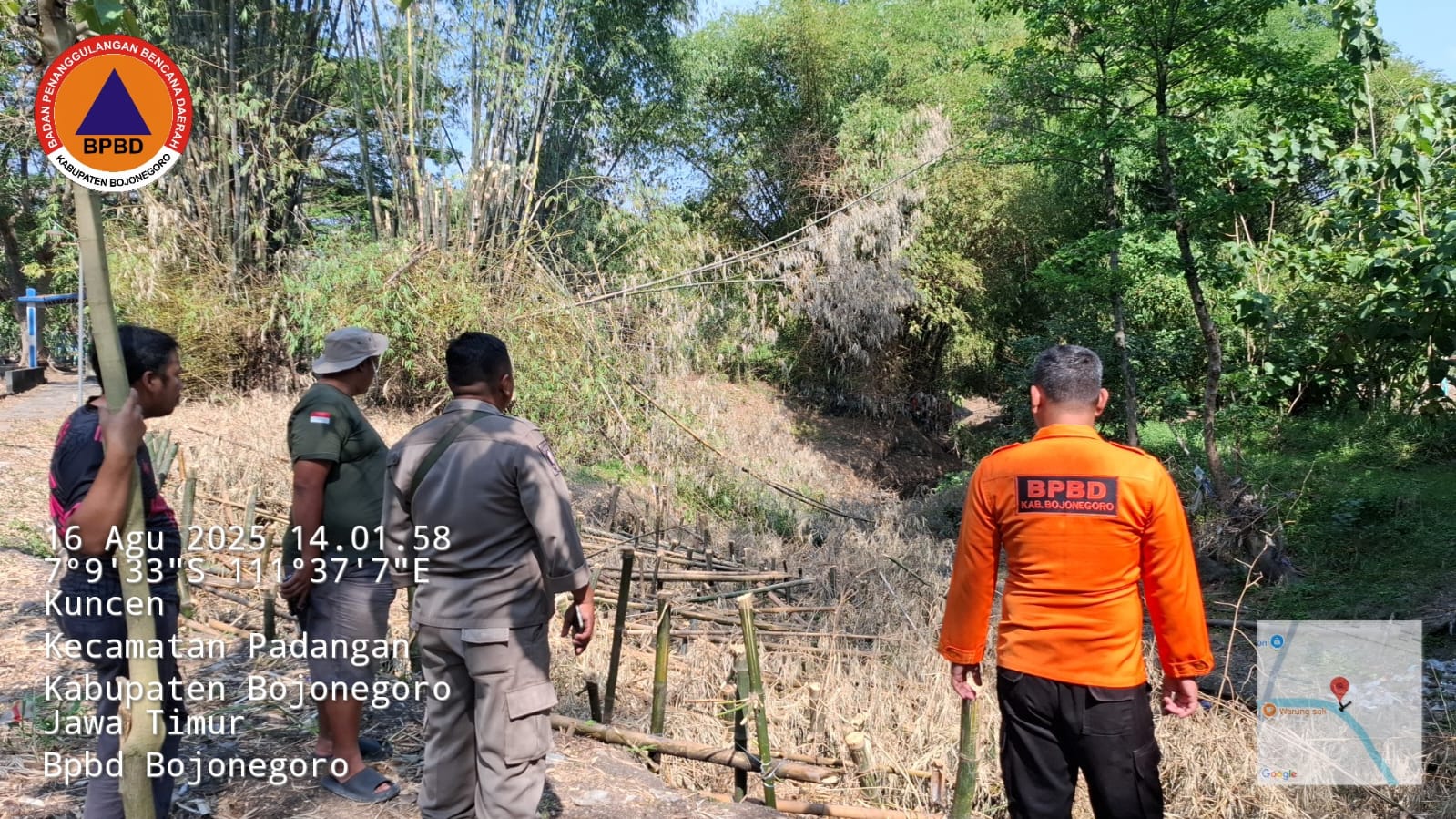 Tebing Sungai Gamongan Longsor, BPBD Bojonegoro Lakukan Assessment